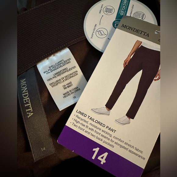 Mondettalined tailored Brown Pants plus size 14 - Picture 7 of 8